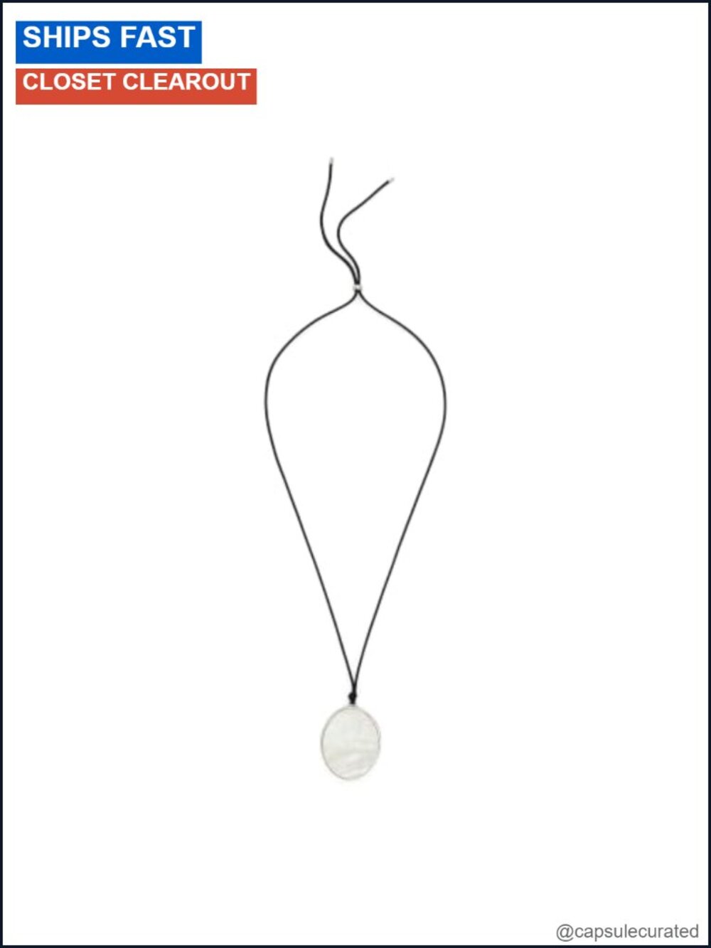 Mother of Pearl Reversible Pendant Long Necklace 33in Slider